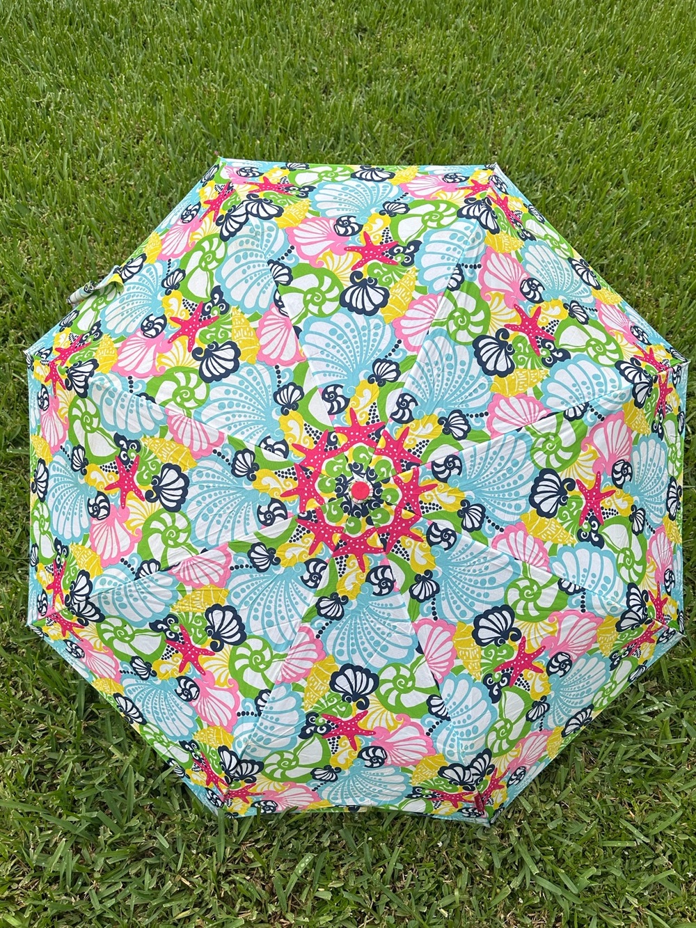 Lilly Pulitzer Seashell Print Umbrella - Pink Blue Green Yellow